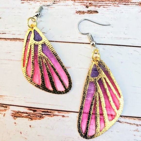 The Girl With Kaleidoscope Eyes Jewelry - Butterfly Wing Earrings
